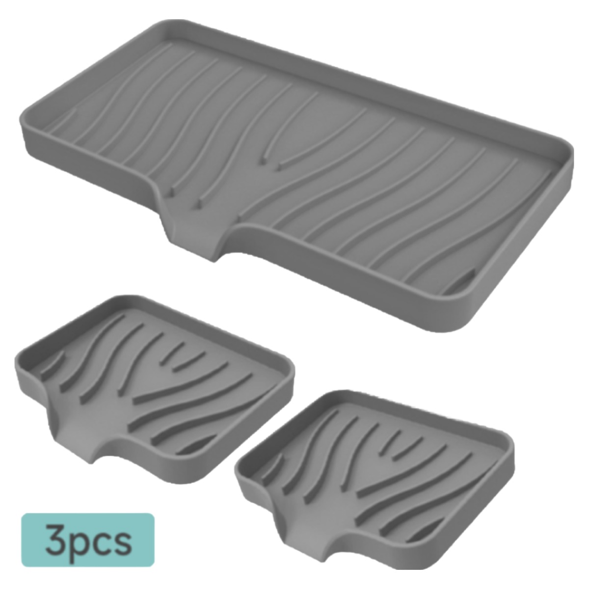 세컴 싱크대 실리콘 물빠짐 세제 수세미 받침대 1+1+1, 1세트, 그레이 12,900원