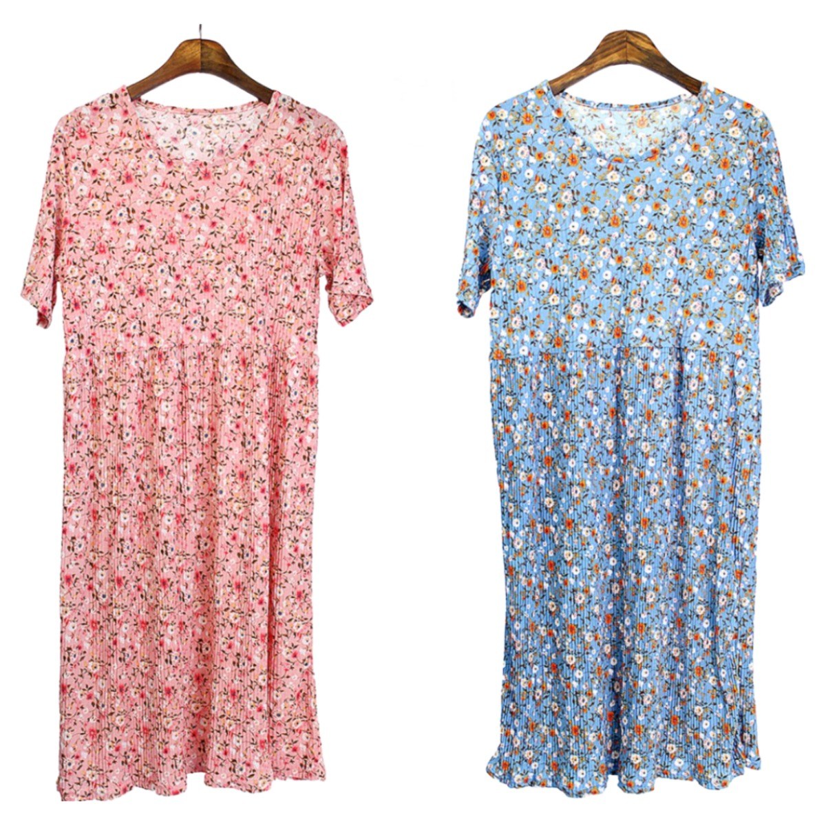 그레이스 1+1 여름 아이스 쿨링 플리츠 꽃주름 원피스 휴양지 플라워 롱원피스 2세트 12,590원