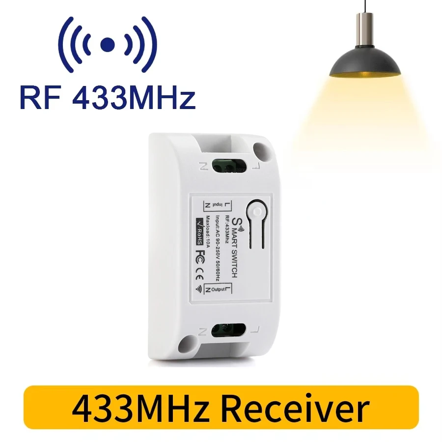 RF43 HZ 무선 조명 램프 가정용 릴레이 원형 버튼 220V LED 패널 10A 수신기 미니 스위치 110V 벽면 리모컨 8,800원