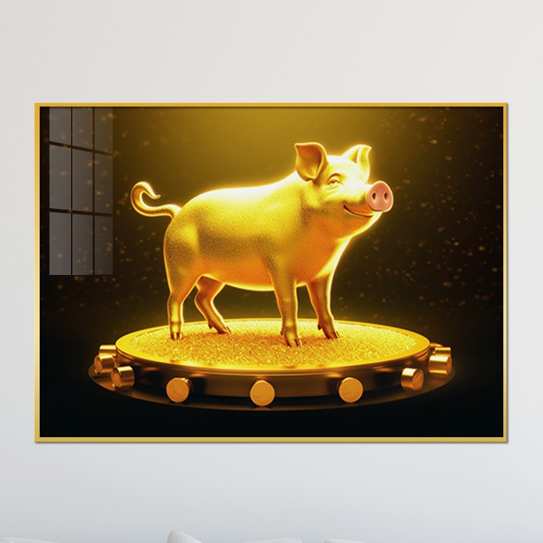 아트블루 돈 들어오는 황금 입체 돼지와 해바라기 속 행복한 돼지 거실 액자 인테리어 소품 29,900원