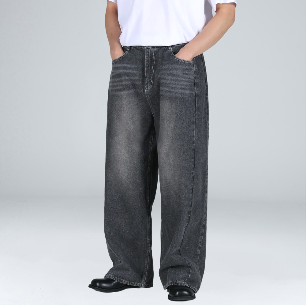 이브클로젯 이황에프엔씨 남성용 사이드턱 Y2K 워싱 와이드 데님 팬츠 6468 1 39,900원