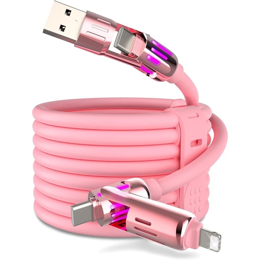 240W 4in1 멀티 인터페이스 고속 충전 케이블 다채널 호흡등, 1개, 핑크색, 2m 19,800원