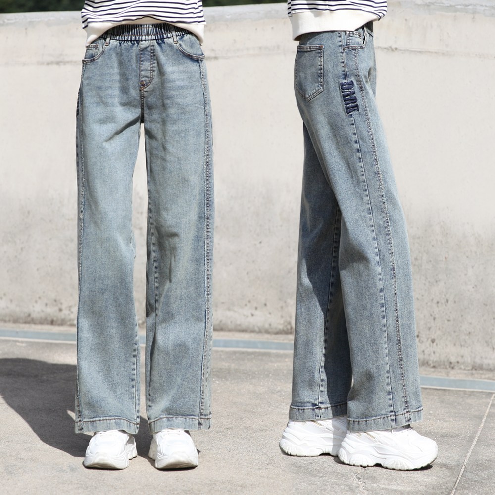 동대문스타일 여자청바지 빈티지 절개라인 스판 와이드핏 밴딩 데님 24,700원