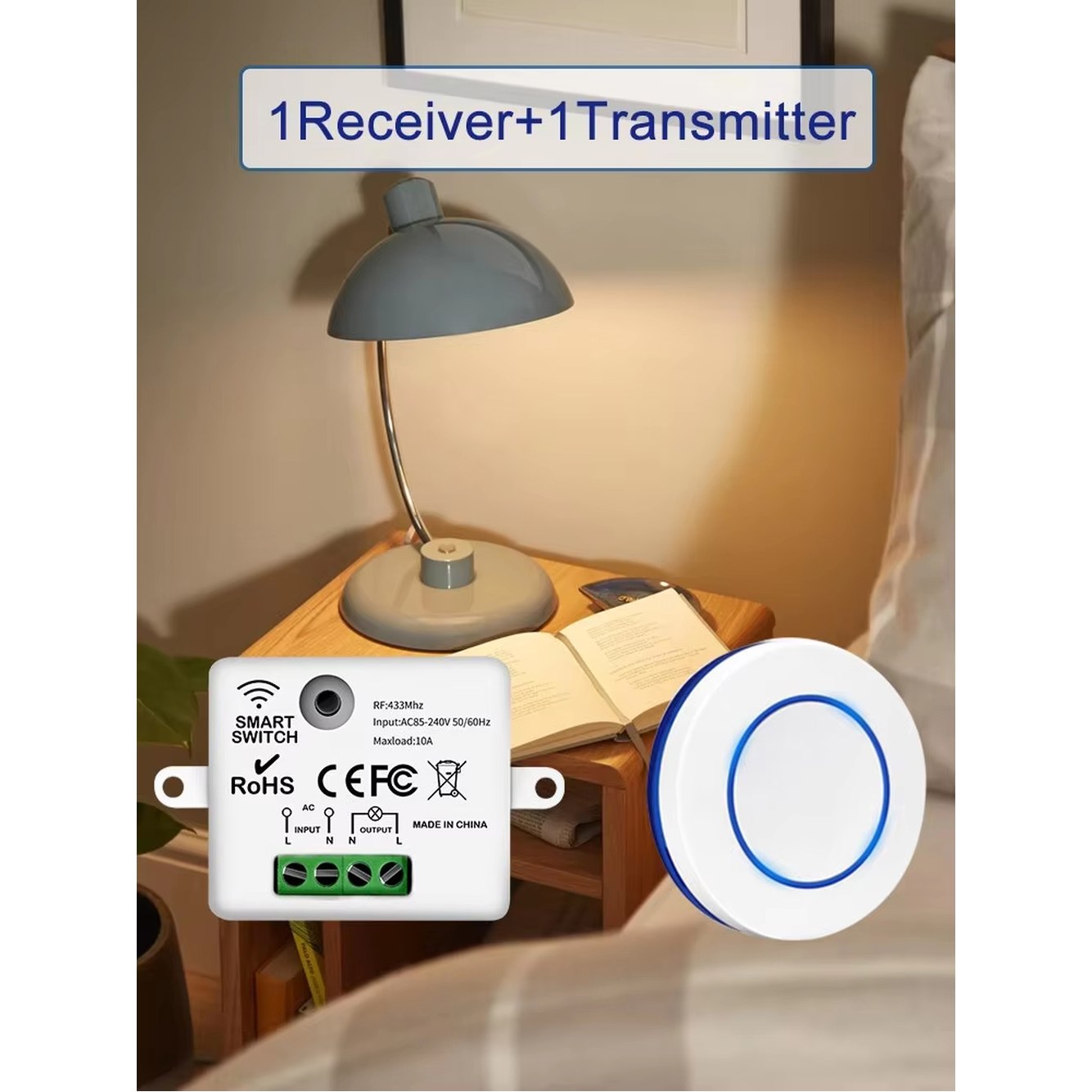 220V 110V 10A 릴레이 수신기 미니 원형 버튼 벽면 패널 스위치 RF 43 Hz 무선 리모컨 조명 LED 램프용 24,100원