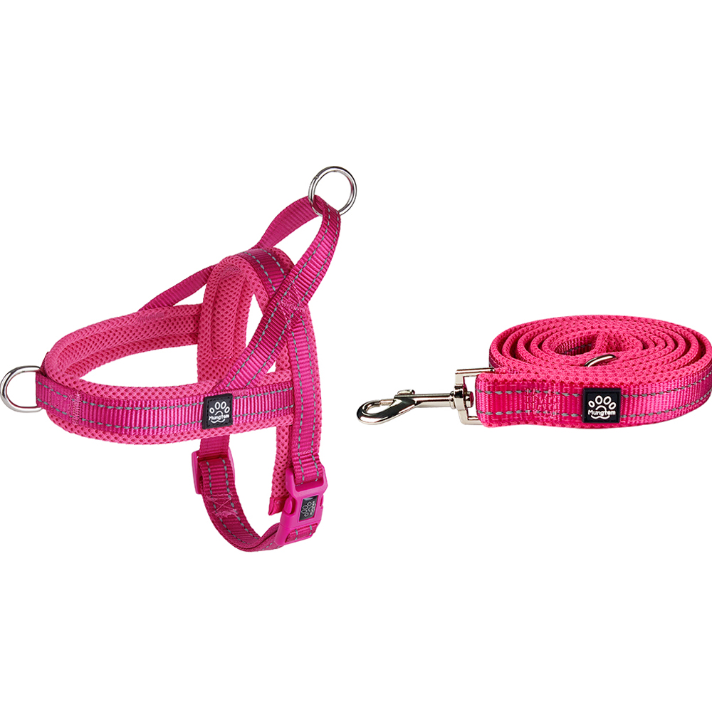 멍템 강아지 앞섬방지 하네스 + 메쉬 리드줄 세트, 핑크, 1개 42,800원