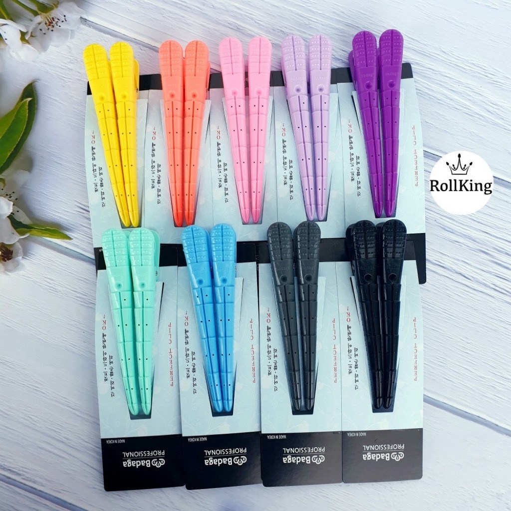 [롤킹] 바다가핀셋 드라이 커트 핀셋 2P 미용실 집게핀 11컬러 4,800원