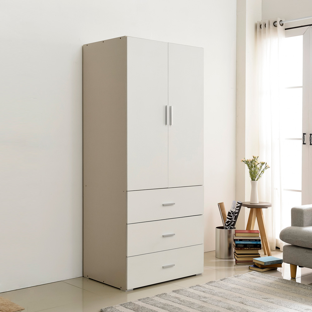 장인가구 비트 800 3단서랍 옷장 행거형, 화이트 106,000원