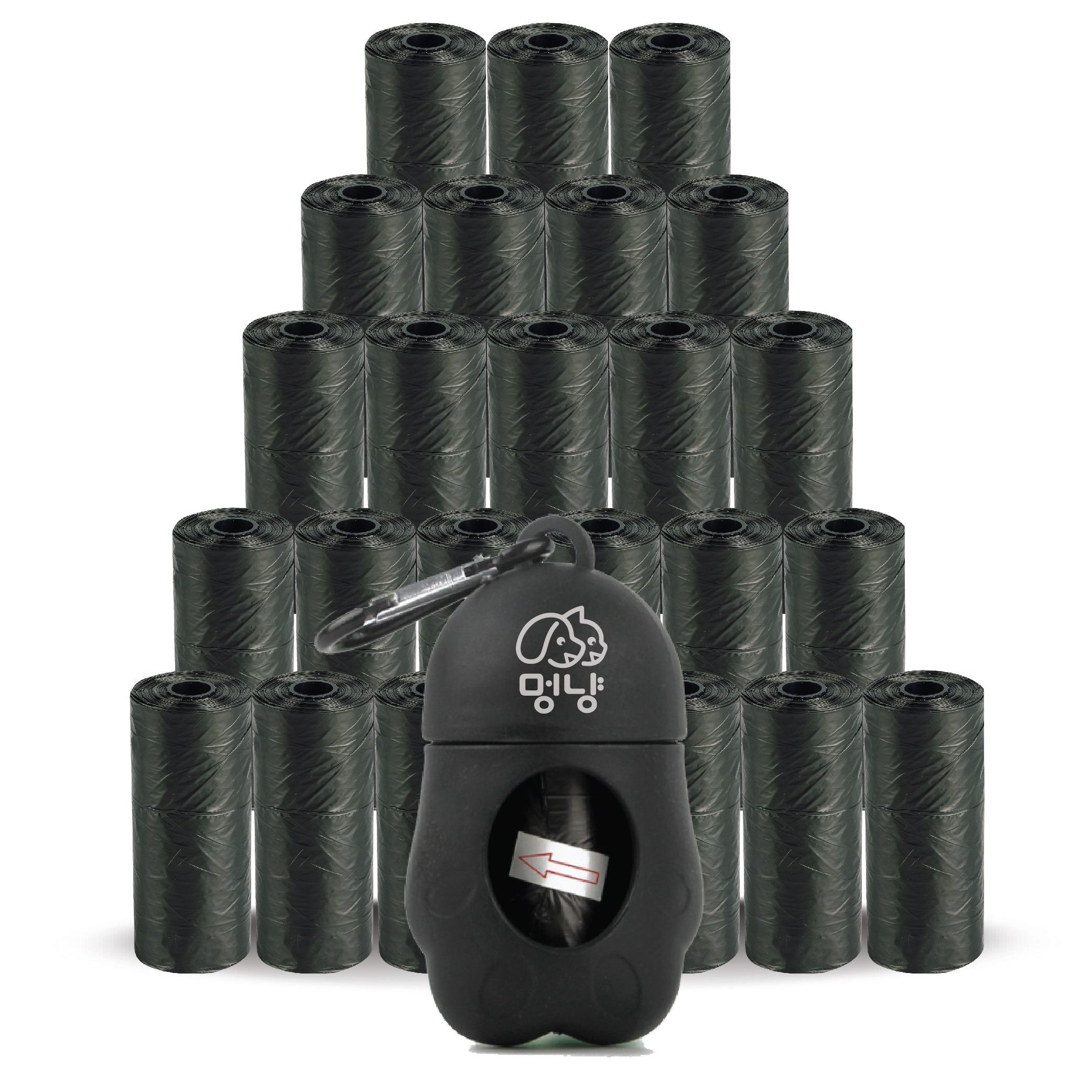 멍냥 반려동물 휴대용 배변 봉투 케이스 + 리필 세트, 블랙, 515개입, 1개 10,900원