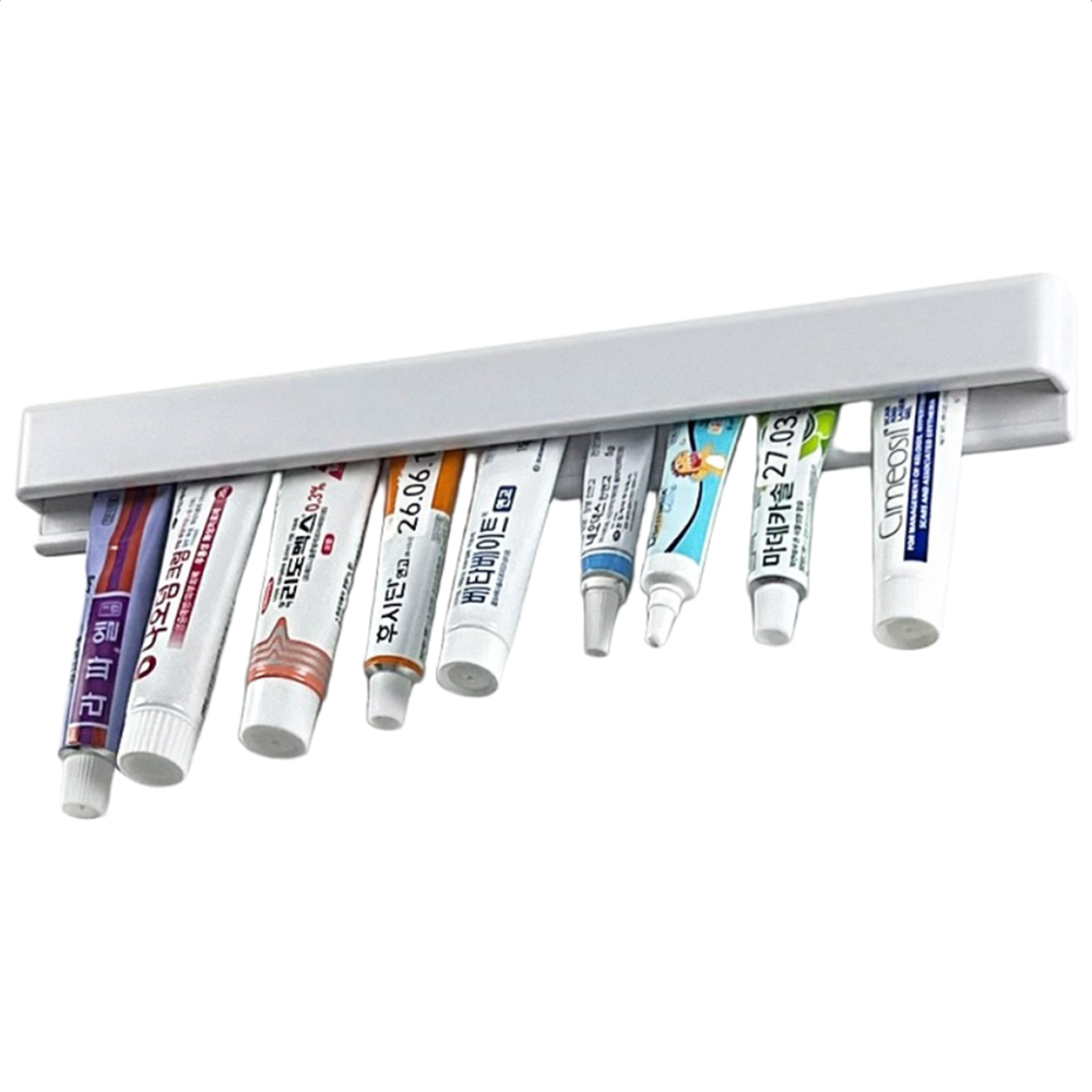 이지유 무타공 긴 치약걸이 벽부착 약정리함 롱 튜브홀더 클립퍼 접착식 공중부양 연고꽂이, 화이트, 1개 8,300원