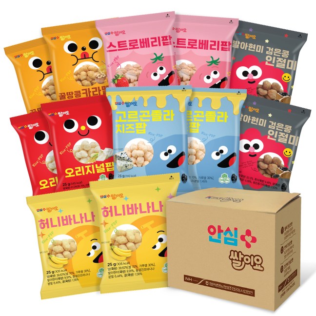 쌀 열풍으로 구운 쌀과자 쌀이요 혼합세트 12개입입 snack, 25g, 12개 13,410원