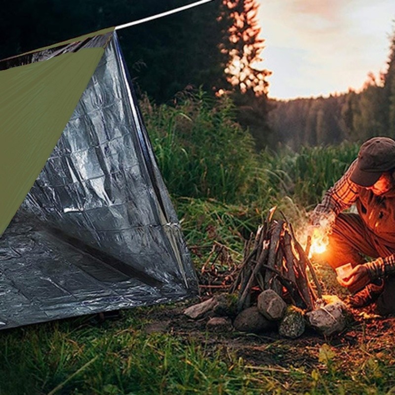 플렉스몰 응급 생존 비상 휴대용 텐트 바람막이 침낭 담요, 그린 11,000원