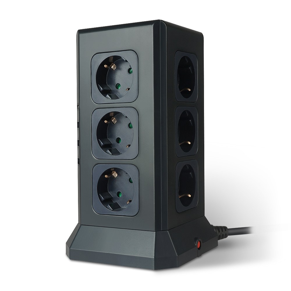 나비 안전한 난연재질 과부하차단 16구 고용량 4000W 타워형 멀티탭 멀티 콘센트 12구 USB4구 NV191-TWT7, 1개, 1.99m, 블랙 44,900원