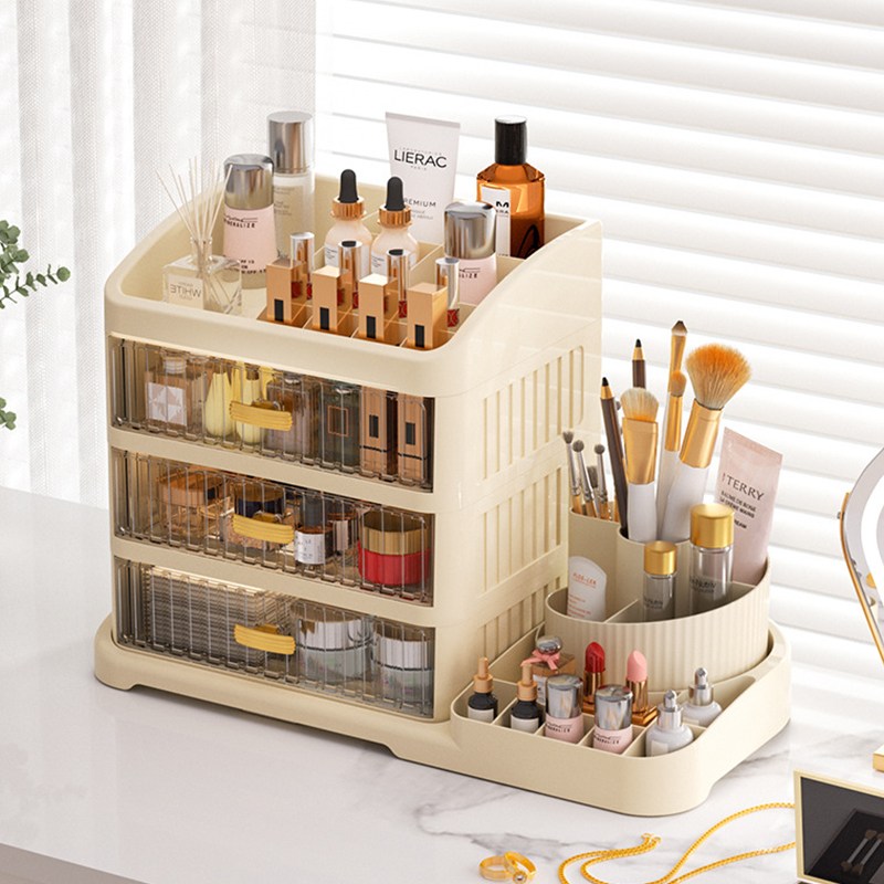 호밍사이 고급 화장품 수납함 서랍형 2in1 디자인 화장대, 화장 브러쉬 정리함 포함 11,300원