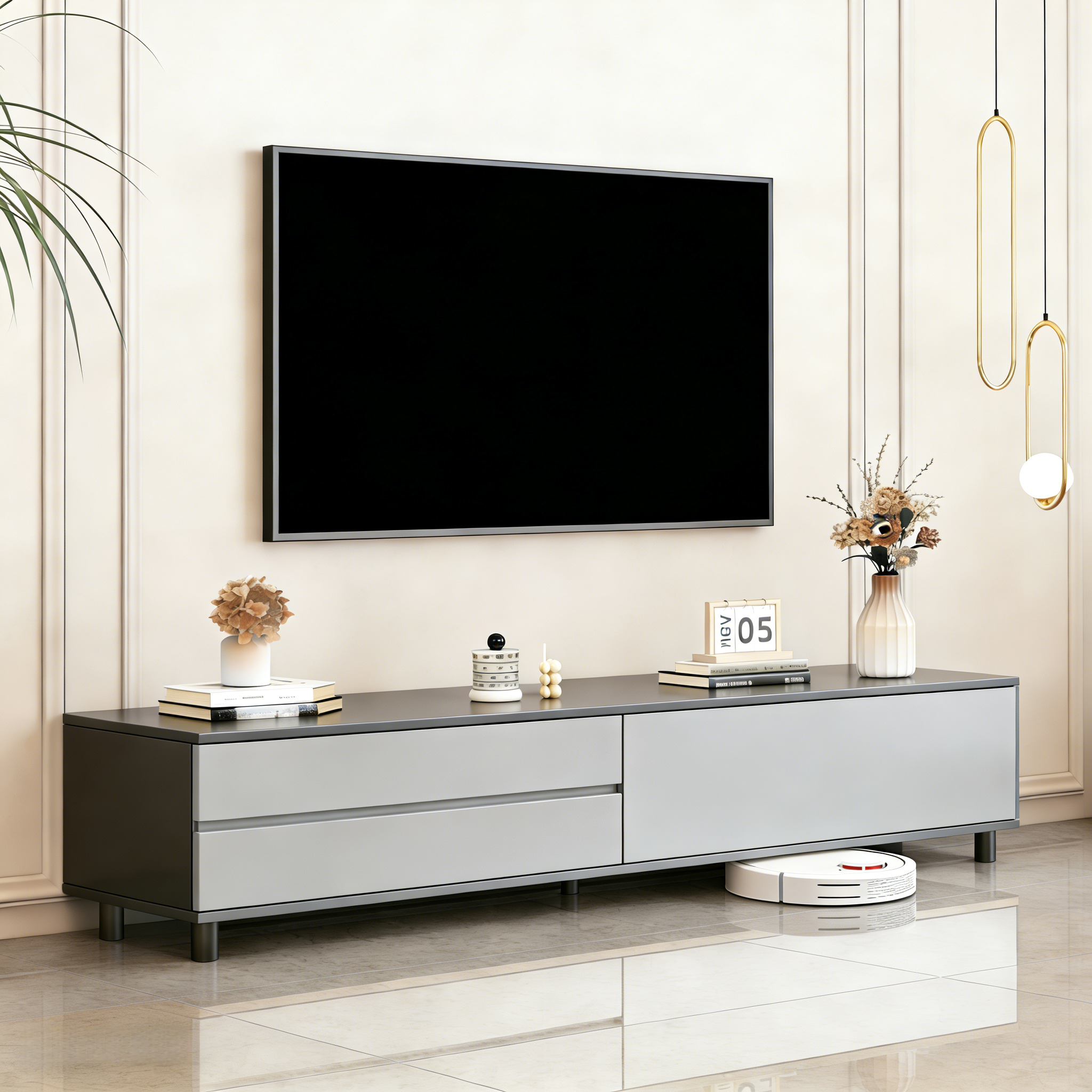 Tixpra 거실장 TV테이블 TV대 모던 심플 거실장 서랍형 거실장 오픈 캐비닛 책궤 수납 거실장 87,900원