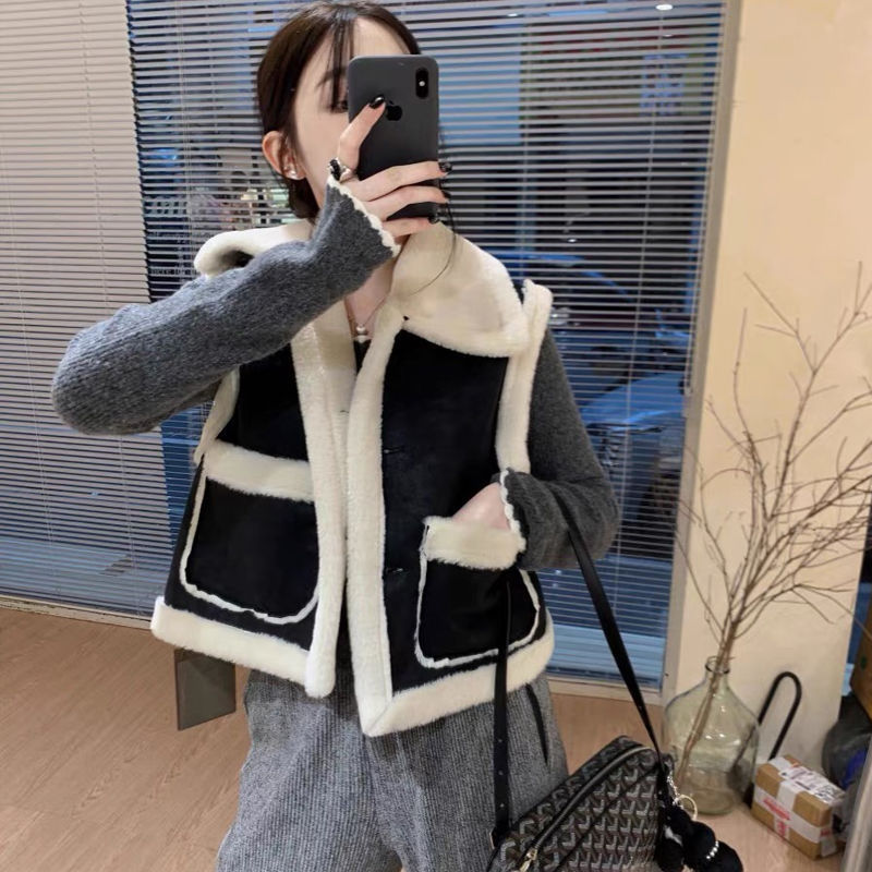 KDNC 여성용 램스울 하프 베스트 블랙 화이트 동절기 두꺼운 베스트코트 21,680원