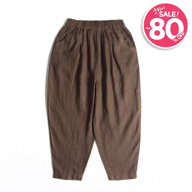 퀸앤조이 미녀77 포인트포켓 린넨 핀턱 밴딩 하렘 팬츠***판매자 SSK무역*** 52,800원