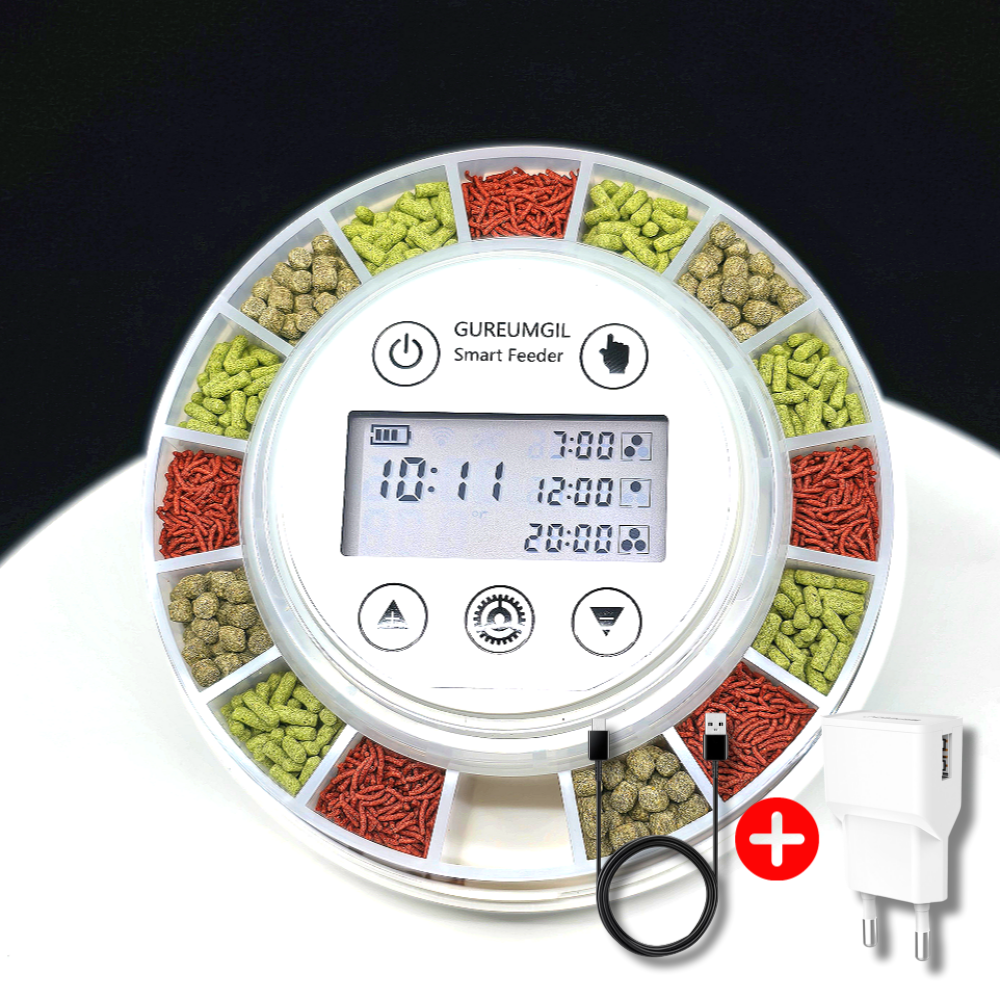 [ 정량급식 ] 스마트 자동급여기WH + 충전어댑터 물고기 거북이 자동으로 밥주는 기계 42,000원