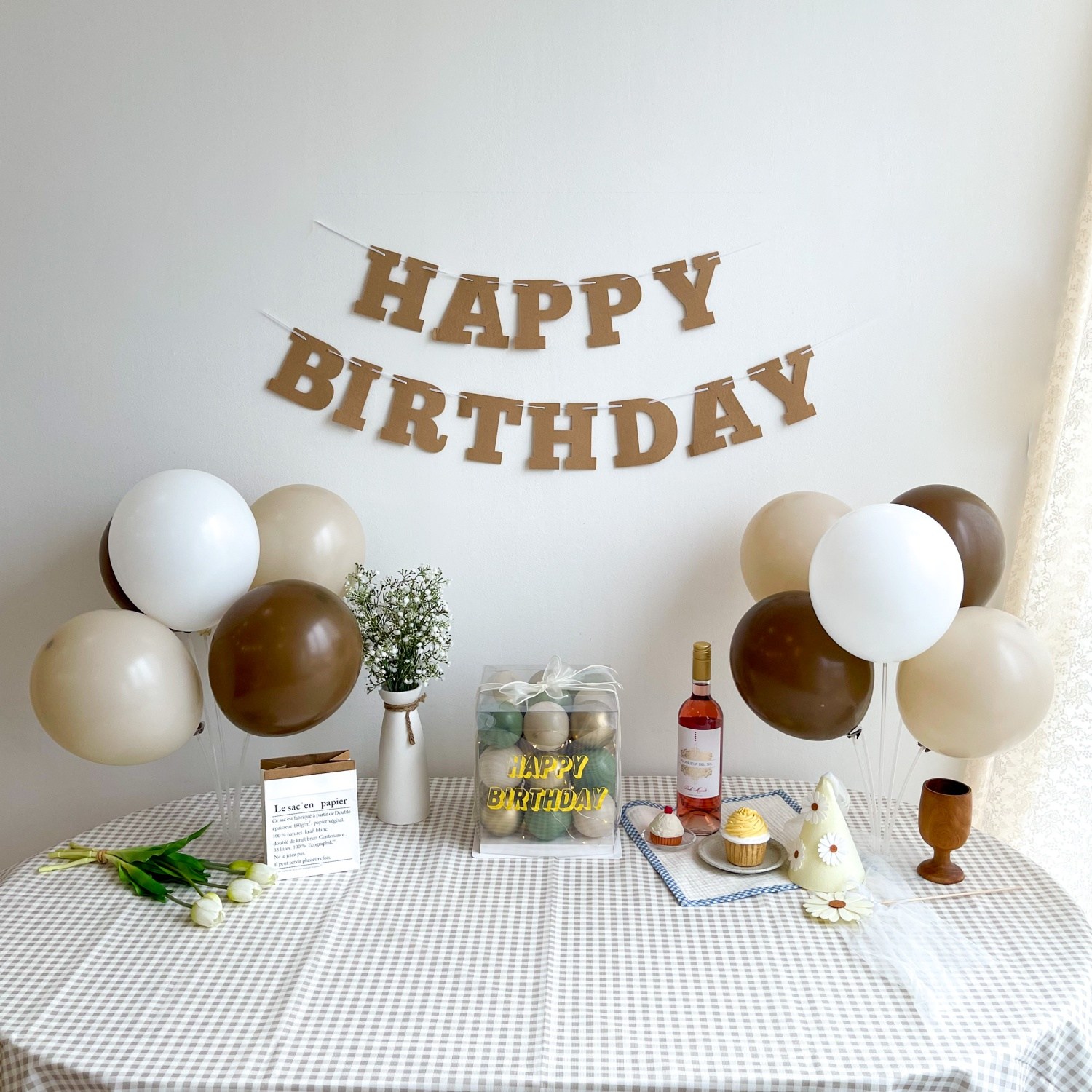 쏙쏙마켓 생일가랜드 생일파티 용품 세트 이벤트 풍선 파티용품, 1개, 베이지 세트 12,900원