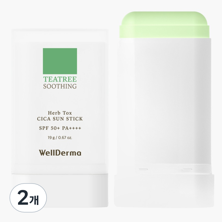 웰더마 티트리 수딩 허브톡스 시카 제로세범 산뜻보송 선스틱 SPF50 PA++++, 19g, 2개 33,240원