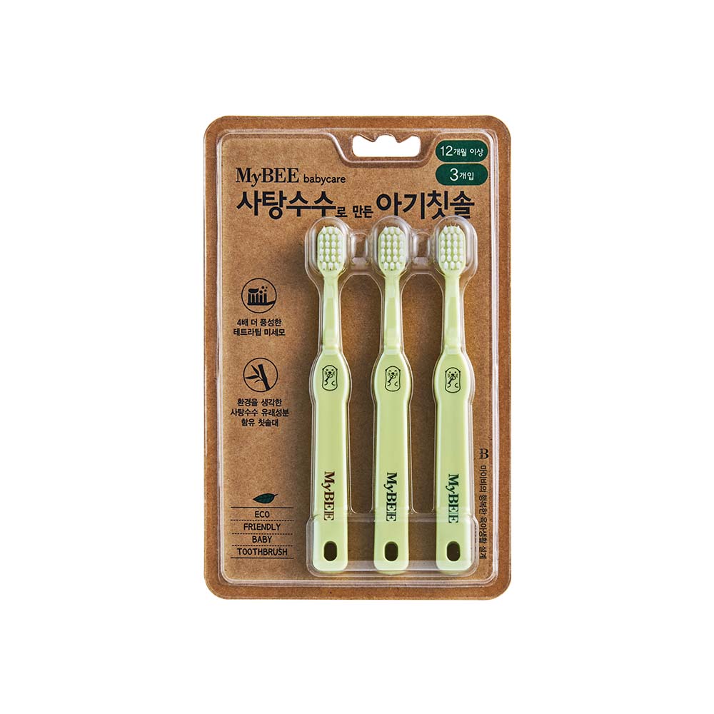마이비 사탕수수로 만든 아기칫솔, 혼합 색상, 3개입, 1개 9,900원