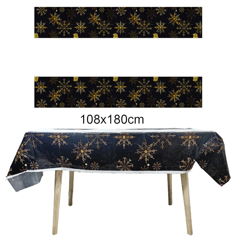 2026년 새해 파티 일회용 식기류 검정색 금색 종이 접시 컵 냅킨 전야 장식 용품 11,100원