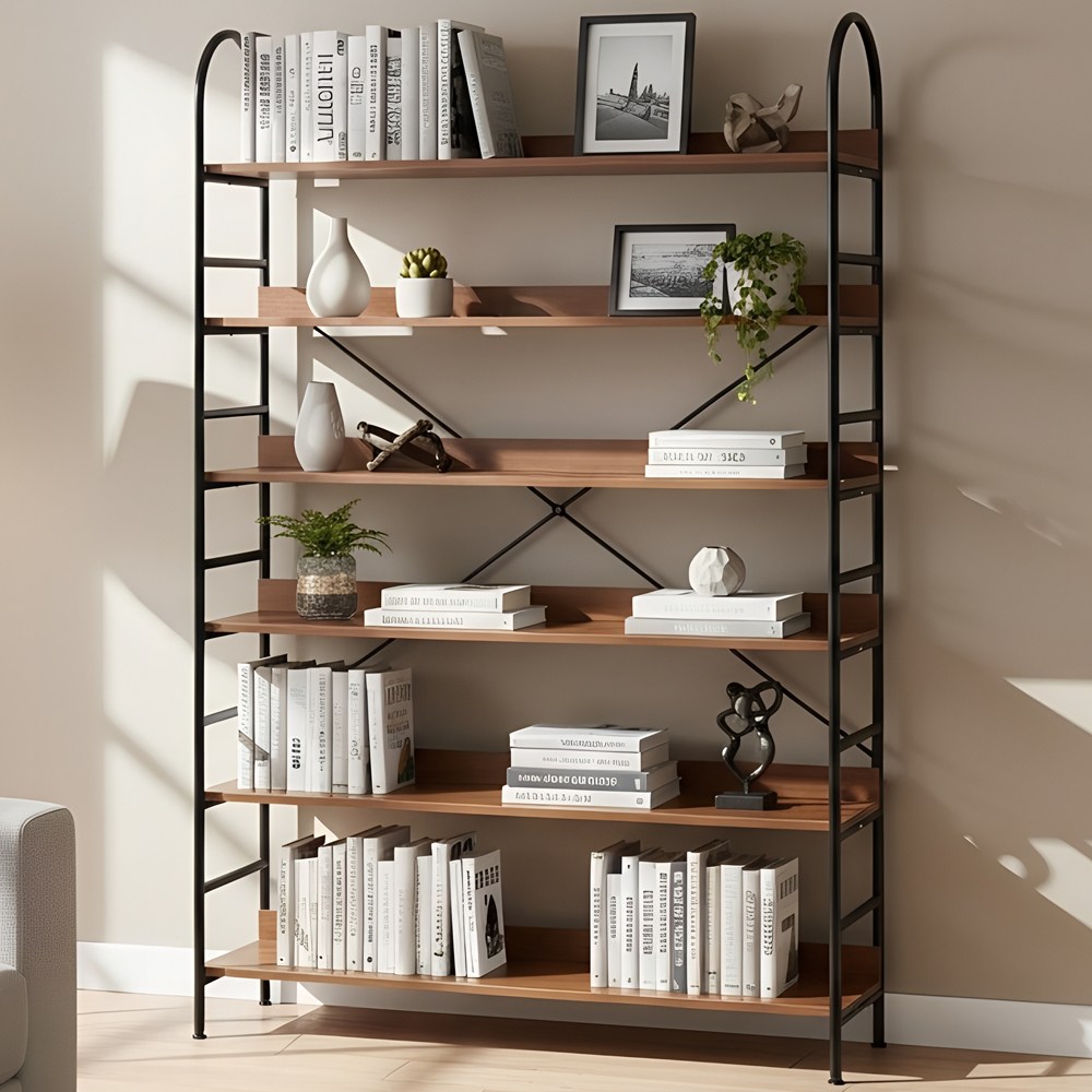 소프트엣지 조립식 거실 철제 책장선반, 6단, 월넛 블랙 69,800원