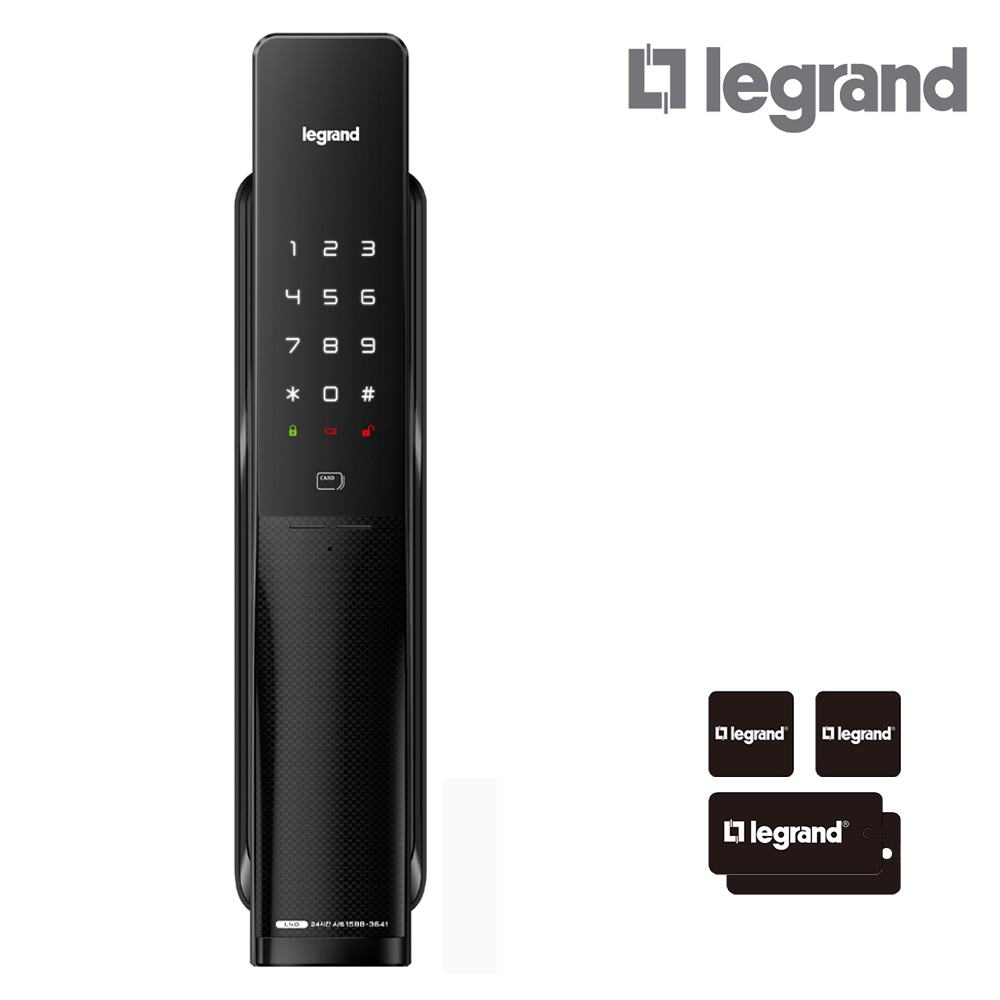 르그랑 L40 블랙 푸시풀 도어록 카드키4개+번호키 블루투스 와이파이(옵션) [안으로 열리는 문 설치가능] 0초바로잠금 푸시바잠금 강력한 보안 푸쉬풀 현관문 디지털도어락 307,000원