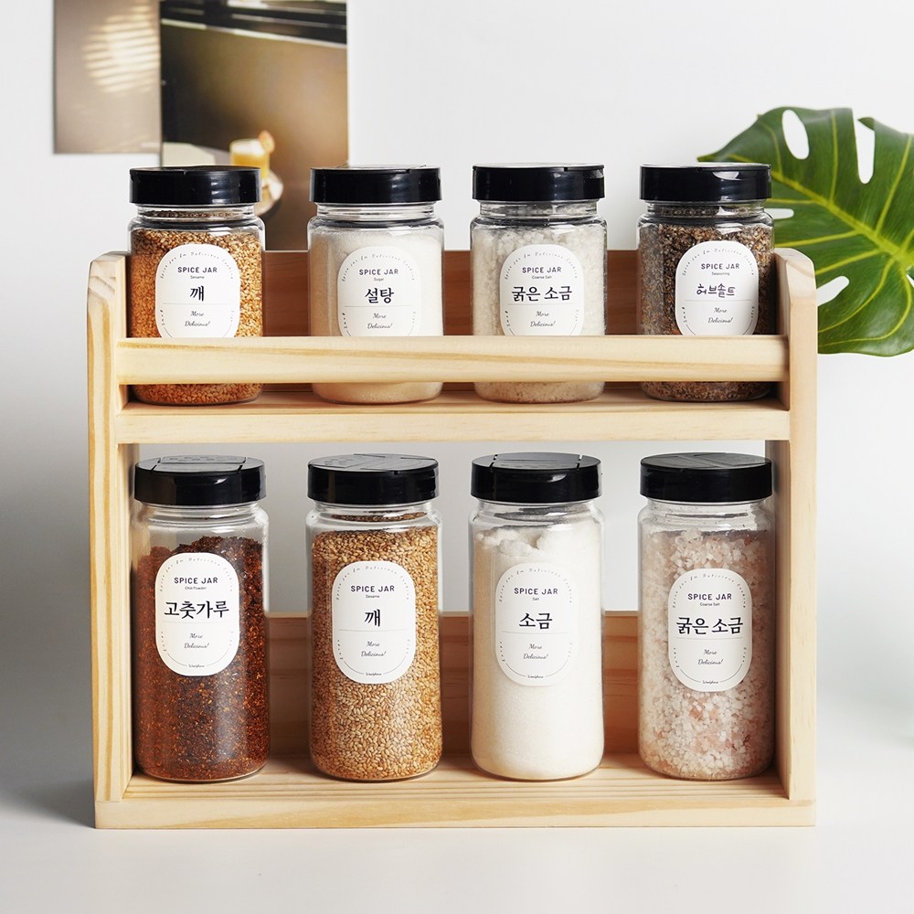 고운데코 양념통 세트 2단 원목 정리대 양념병 8P 밀폐 주방 38,900원