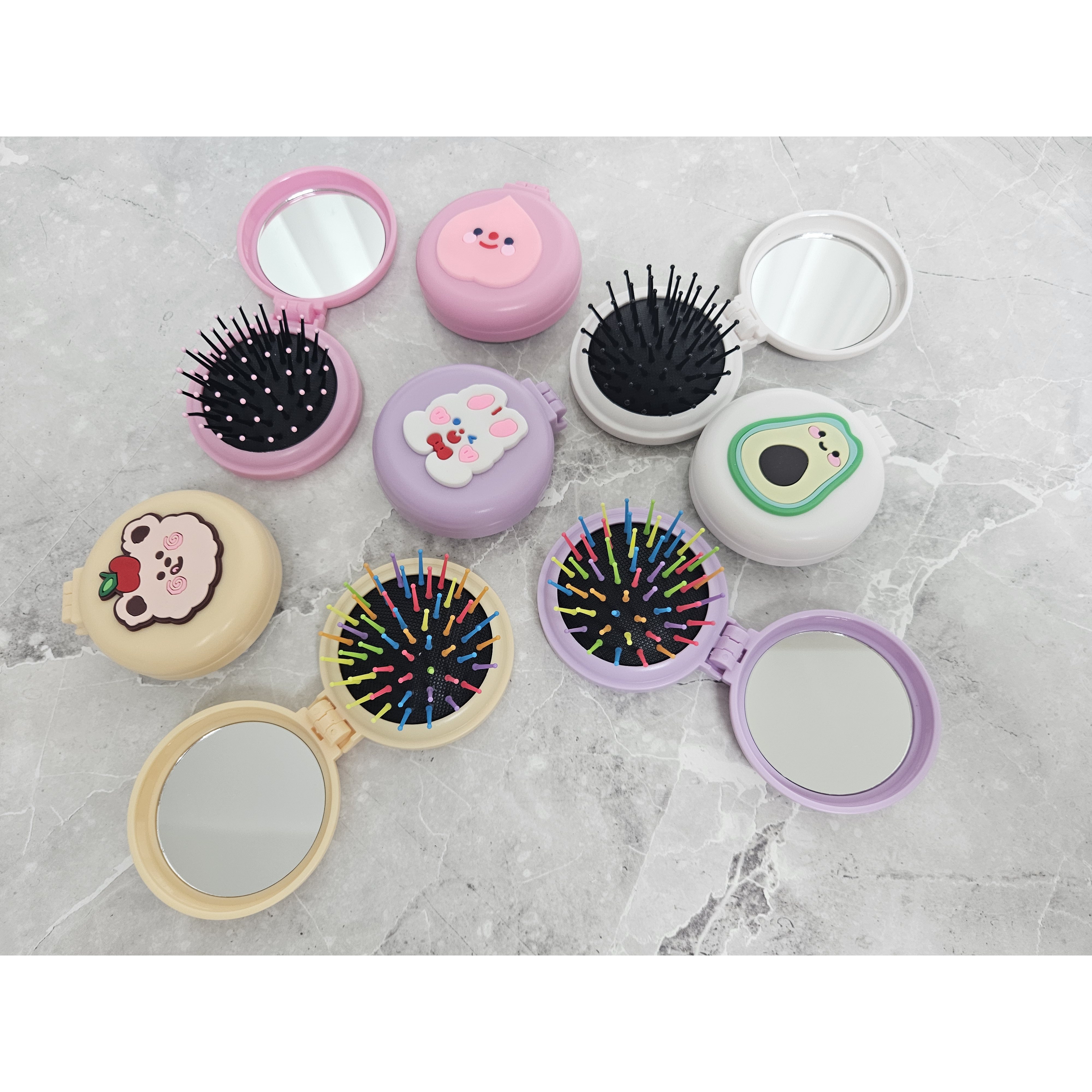 하나멜로우 1+1 휴대용 접이식 거울 빗, 2개, 블루 7,800원