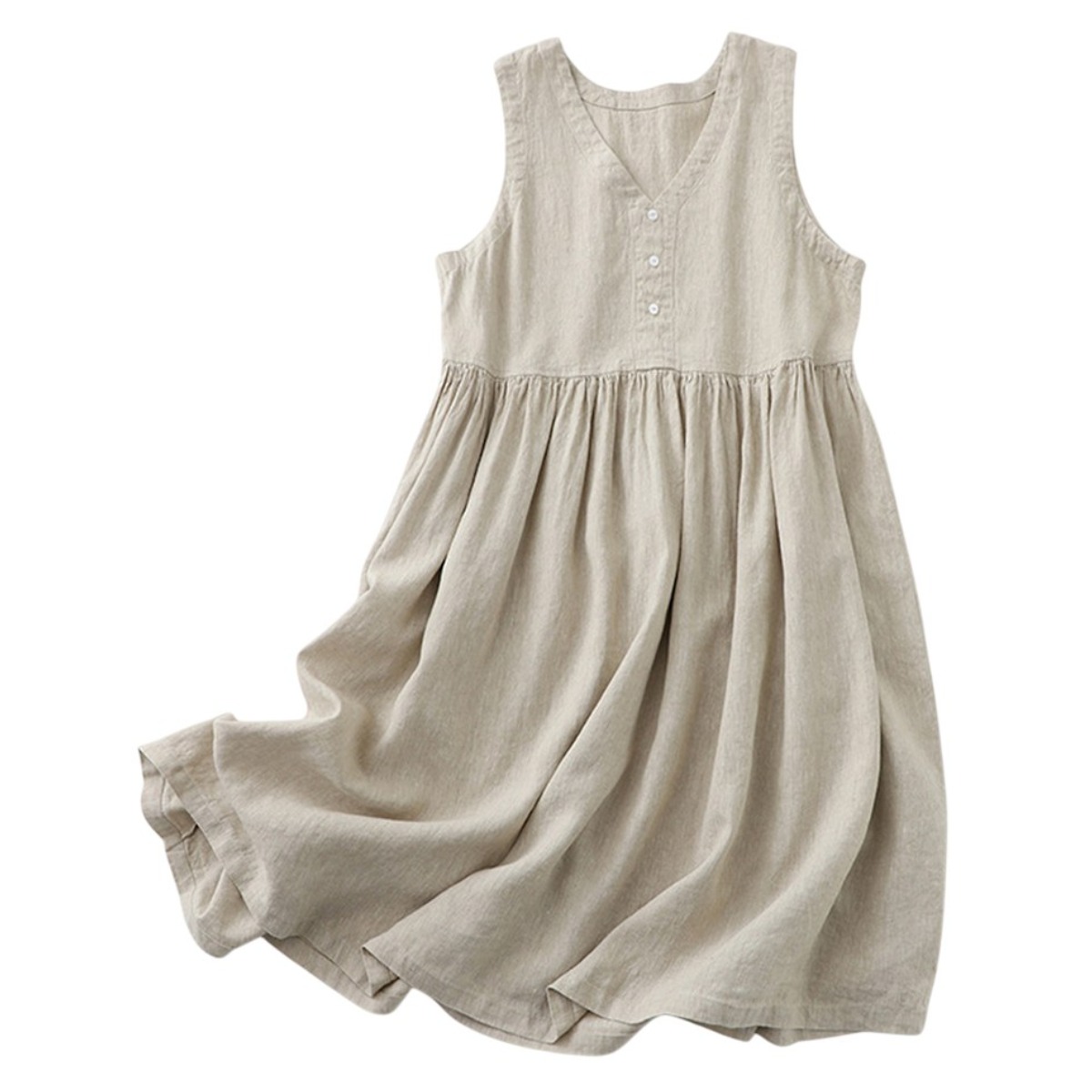 보씨엘 여름 린넨 마 원피스 브이넥 나시 미디 원피스 민소매 루즈핏 19,900원