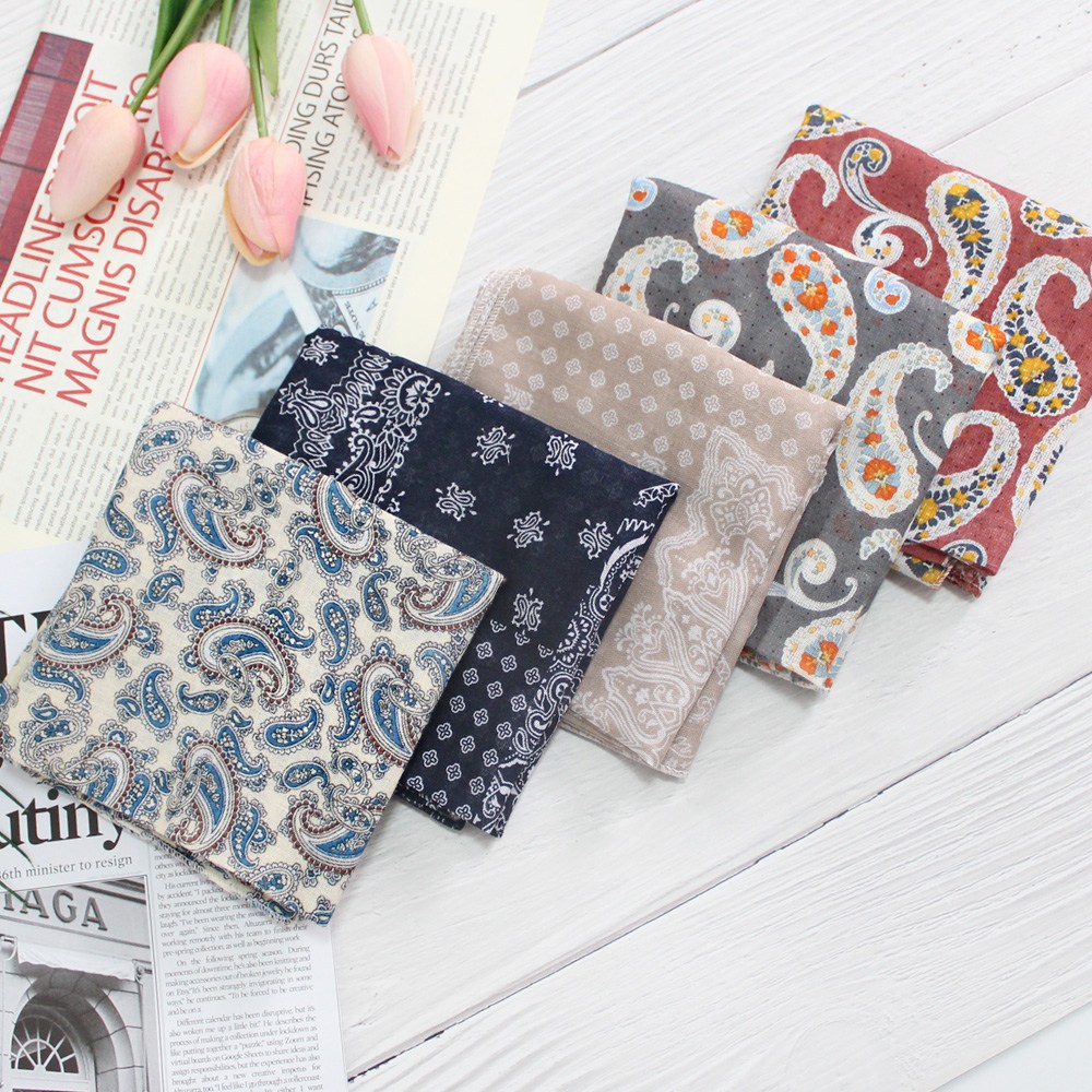 여성손수건 가제 면 쁘띠 목손수건 플라워 페이즐리 5장 1세트 14,800원