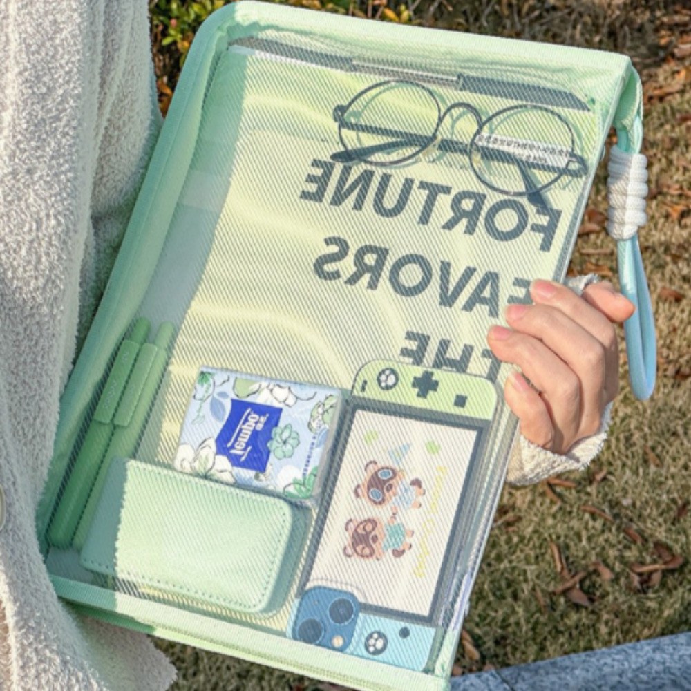 하모니아 지퍼화일 파일 케이스 투명 클립보드 손잡이 2개, 2세트, 그린 11,800원