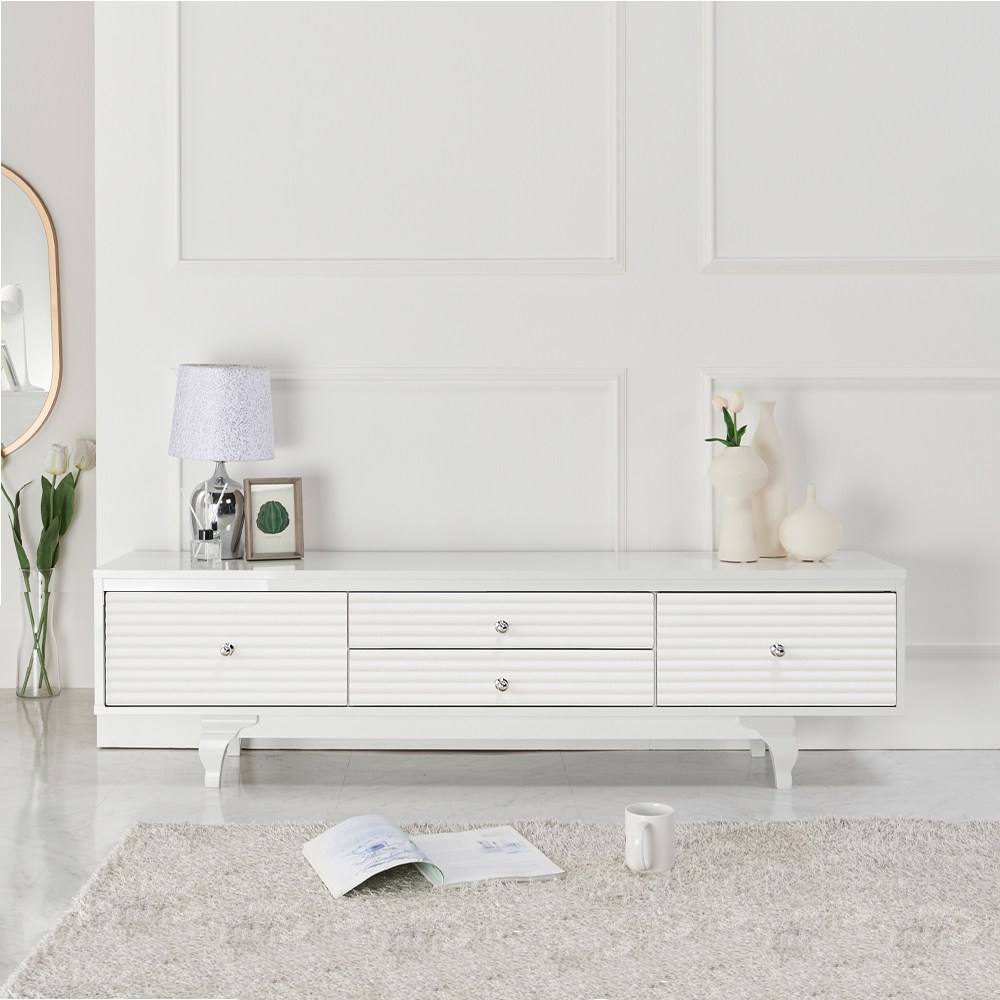 모던 심플 4칸서랍 거실장 1500 템바보드 TV 장식장 티비다이, 화이트 272,900원