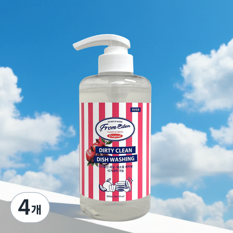 더티클린 주방세제 과일야채, 식기, 젖병세정 가능 천연 계면활성제 피부 보습성분, 4개, 500ml 24,000원