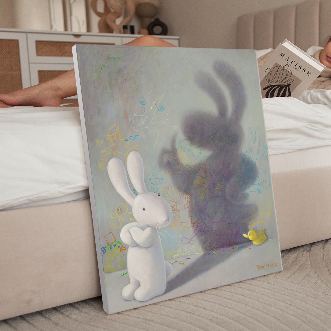 풍수 행운 행복토끼 2 일러스트 토끼그림 카페 아이방 인테리어 캔버스 그림액자 23종 12-23 집들이선물 아가방 데코 동물그림, 21.그림자토끼 18,900원
