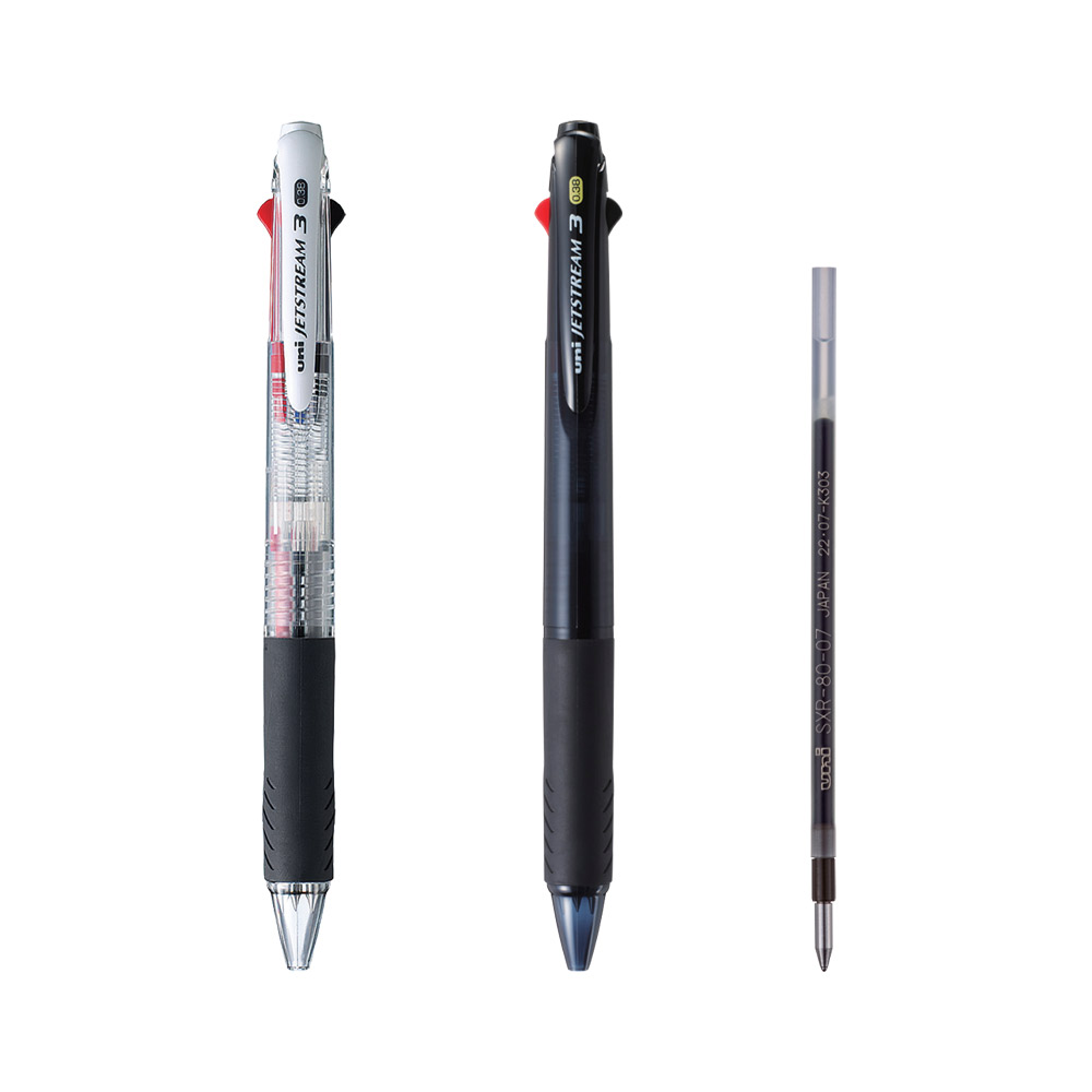 유니볼 제트스트림 3색 다색펜 0.38 블랙, 투명, 리필, 3본세트 11,200원