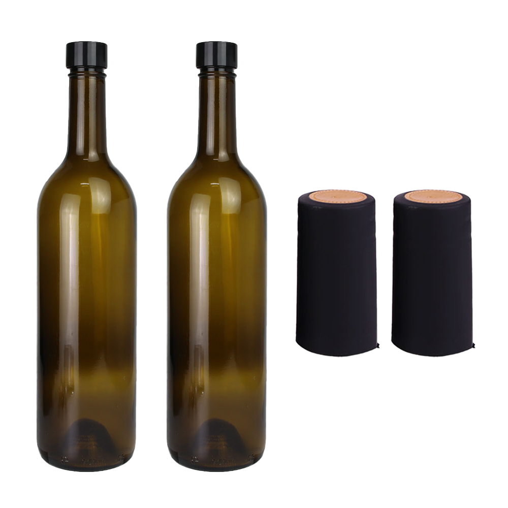 가인글로벌 와인750 갈색 스크류병 + 스탬핑 숏캡 블랙(28파이) + 탑씰 블랙(32파이), 2세트, 750ml 9,700원