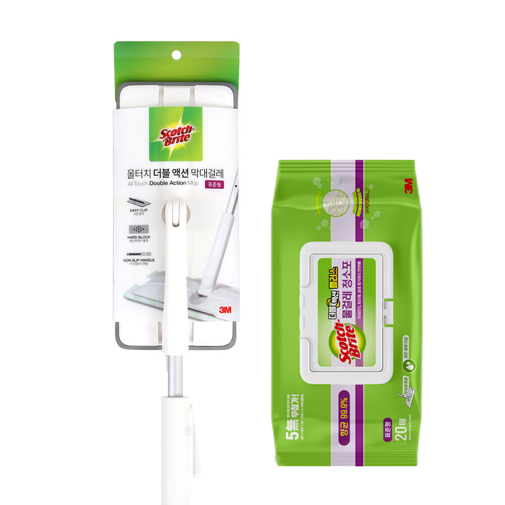 3M 스카치브라이트 올터치 더블액션 막대걸레 표준형+물걸레청소포 표준형 20매 + 훅걸이1p 35,890원