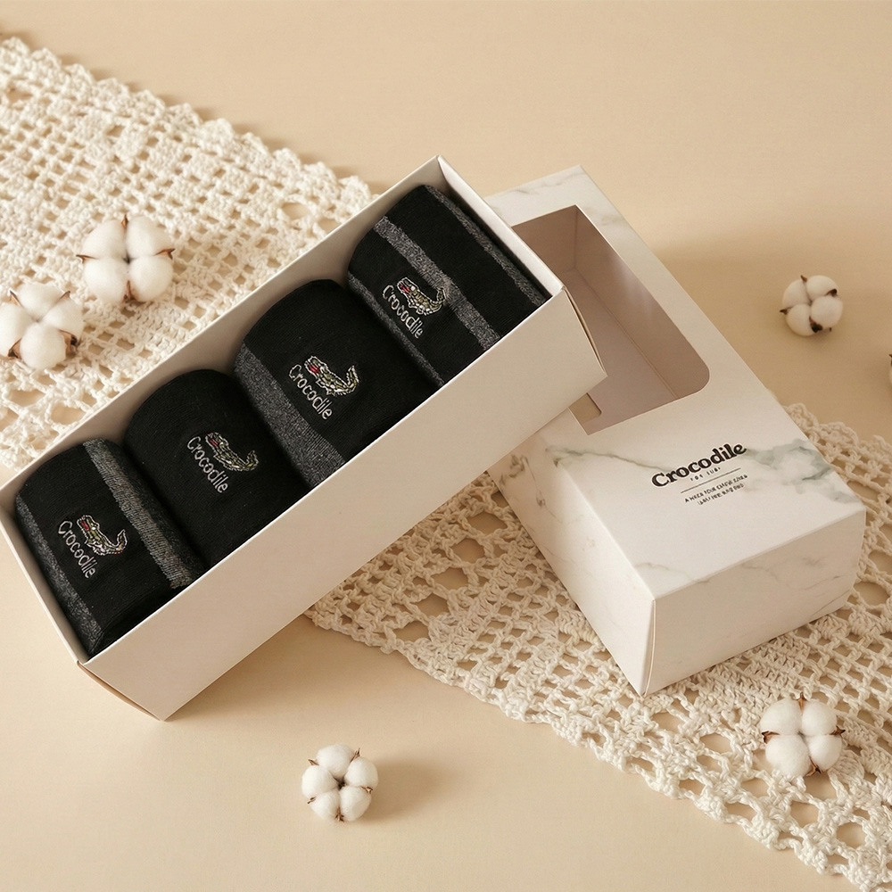 크로커다일 남성용 비즈니스 자수 장목양말 4켤레 선물세트 CD355 9,800원