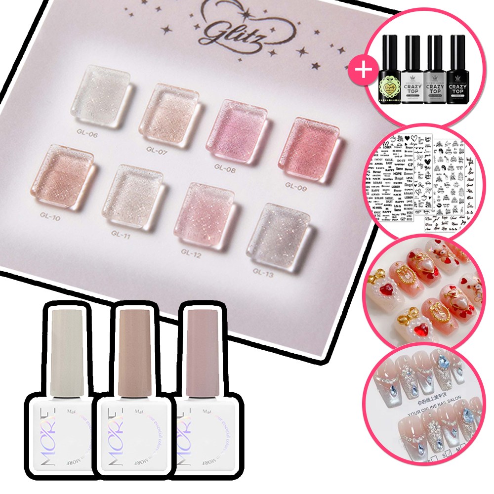 [오늘출발] 모어젤 영롱한 잔잔한 펄 반사글리터젤 글리츠 8종 세트+지젤리1개+선물팡팡 95,000원