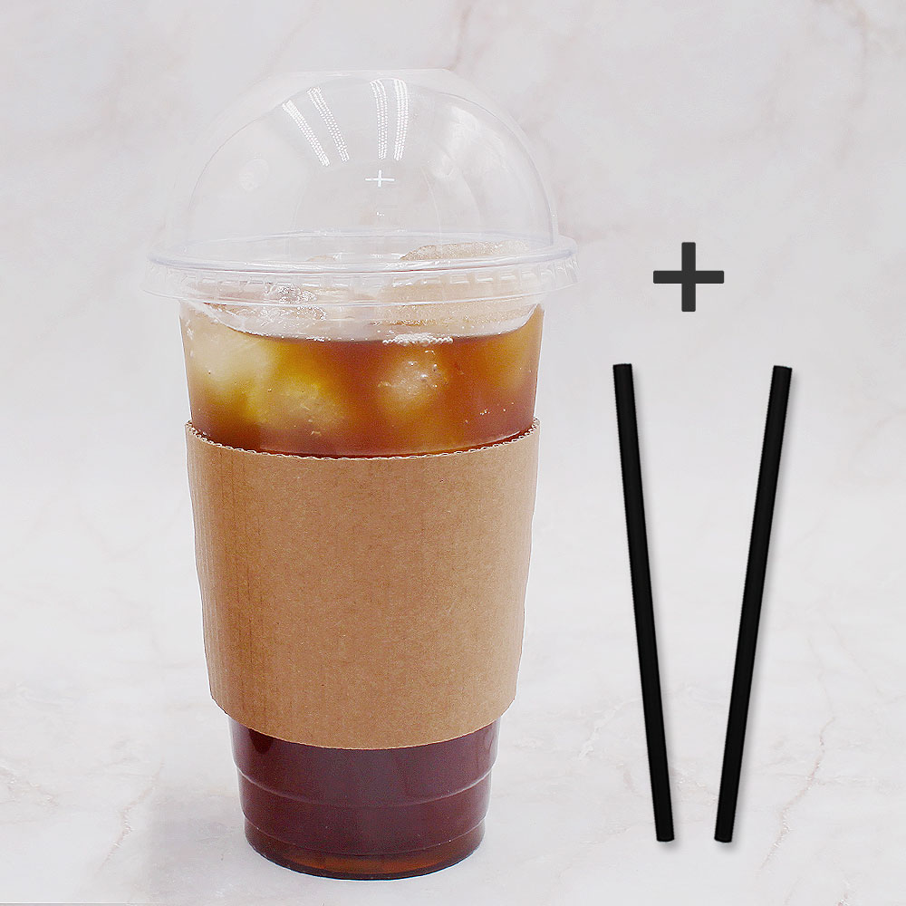 투명컵 92파이16온스+돔리드+무지홀더+7mm21cm 일자 개별 검정 빨대 100개 아이스컵 세트 16,400원