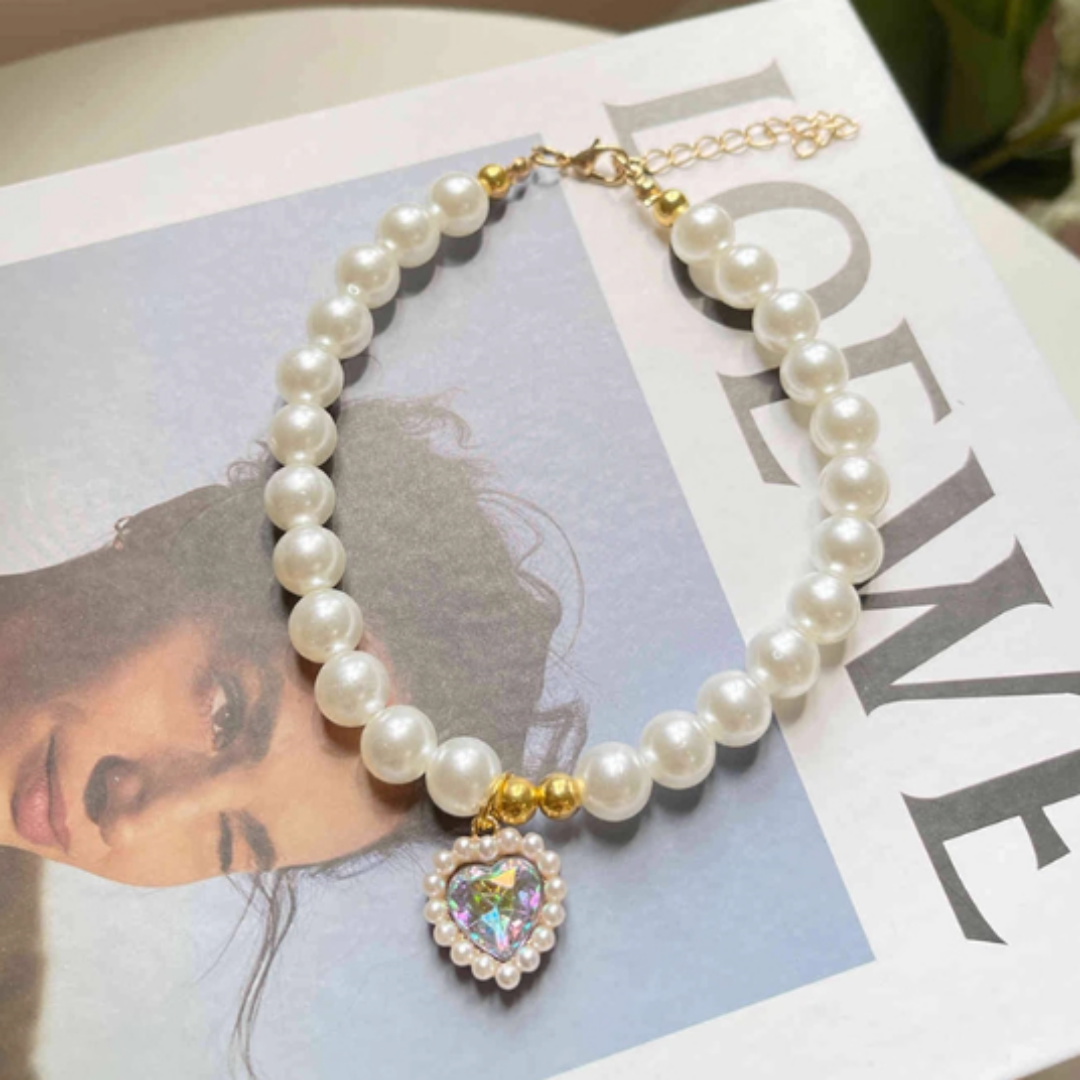 반려동물용 프렌치 스타일 진주 하트 펜던트 목걸이 애견액세서리 7,200원