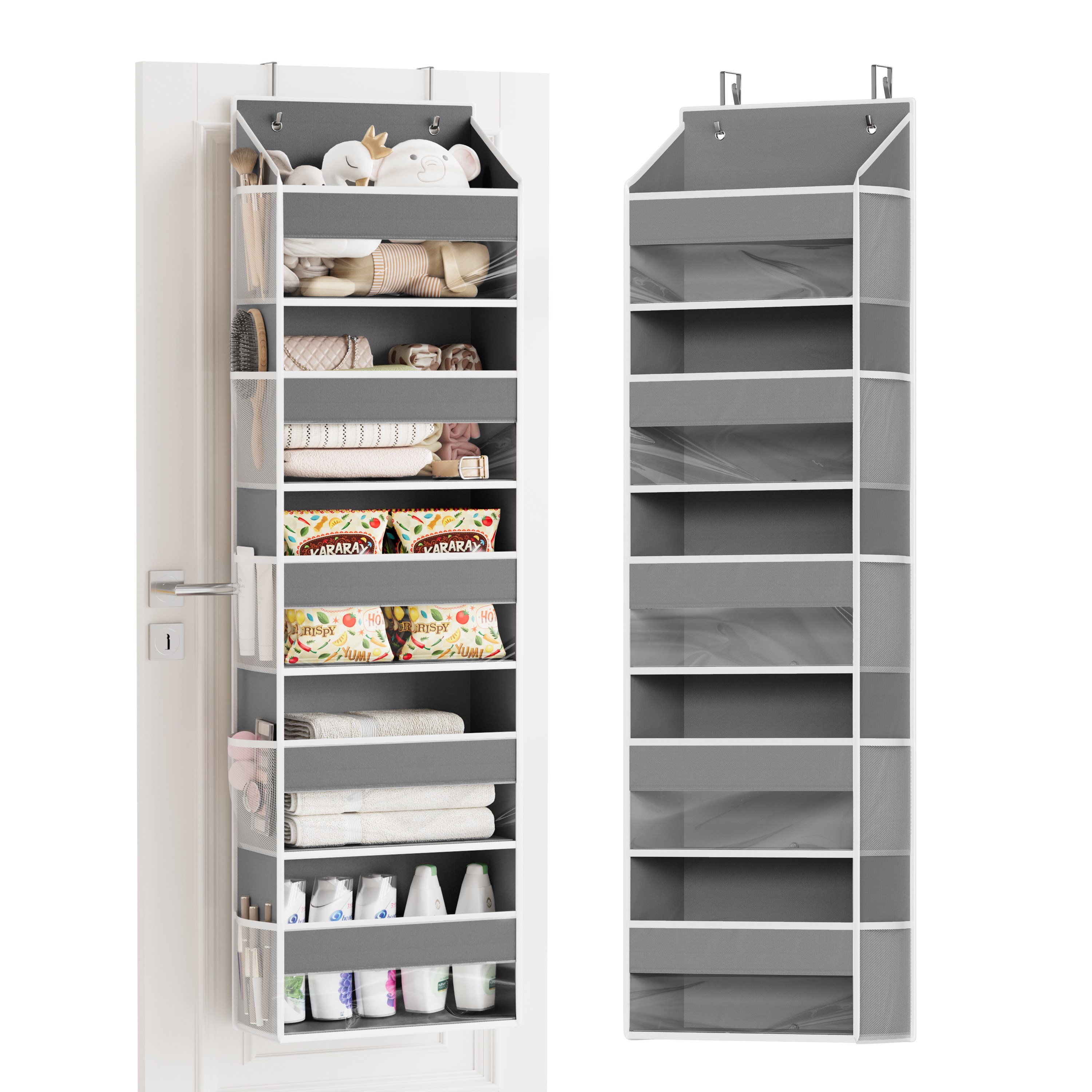 다용도 패브릭 문걸이 5단 포켓 수납함 정리함, 1개, 그레이 32,600원