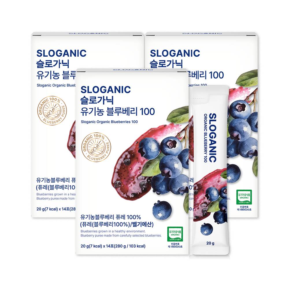 홈쇼핑 최화정 슬로가닉 유기농 블루베리 퓨레 100%, 3개, 280g 78,900원