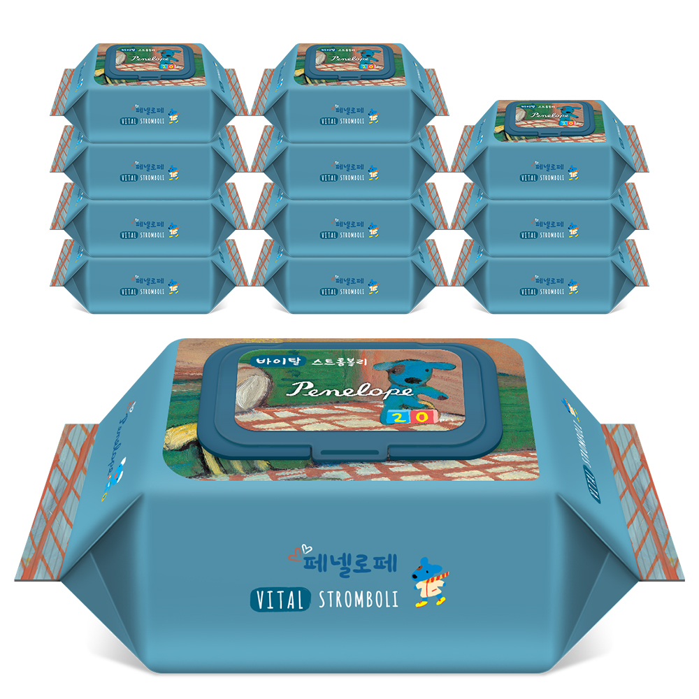 페넬로페 바이탈 플러스 스트롬볼리 저자극 아기물티슈 휴대캡형, 65g, 20매, 12개 10,900원