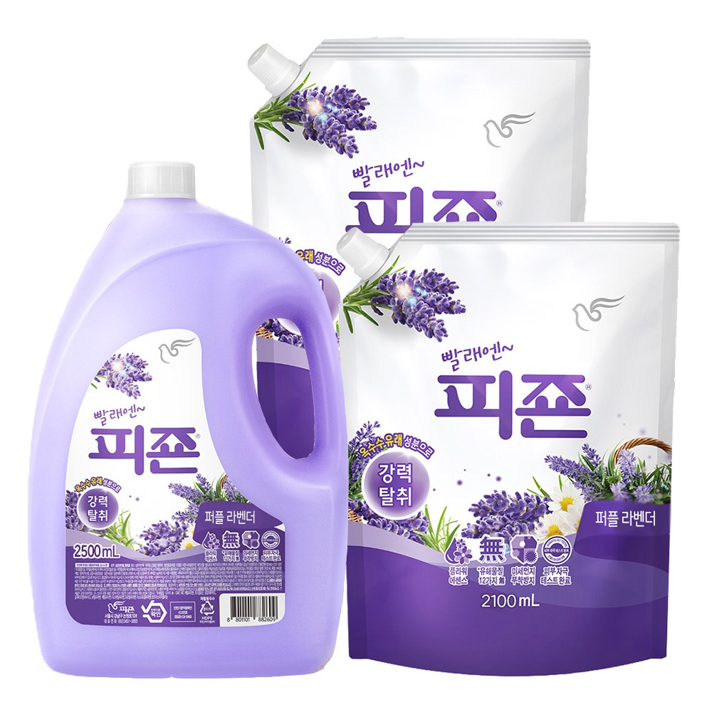 피죤 섬유유연제 강력탈취 4종 2500+2100+2100ml, 1세트 11,680원