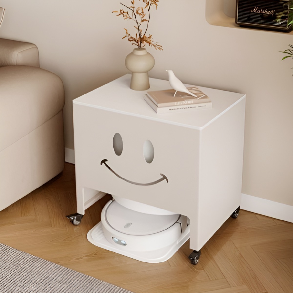 체리닷컴 공간활용 바퀴형 세라믹 로봇청소기장 겸협탁  수납장 135,900원