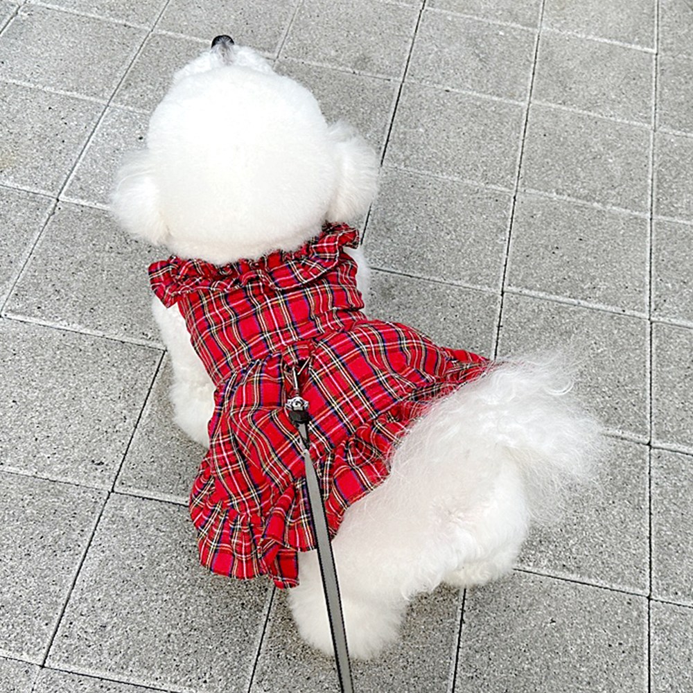 호나미네 강아지 타탄플레어 하네스원피스, 1개 16,000원