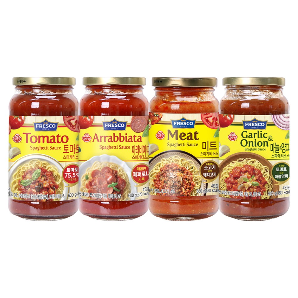 오뚜기 프레스코 파스타소스 4종 세트(토마토+마늘양파+미트+아라비아따), 600g, 4개 21,890원