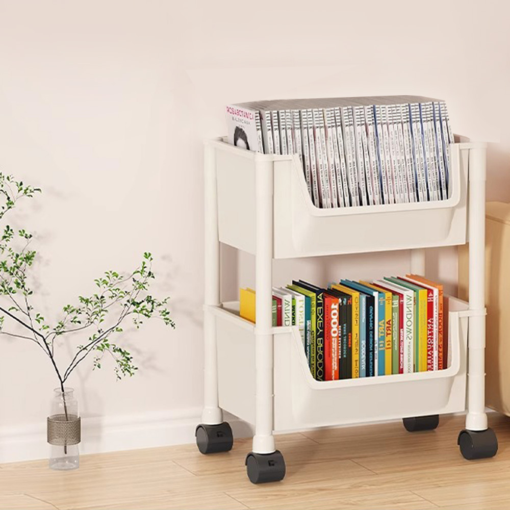 쿠쏘 이동식 트롤리 수납 정리 다층 선반, 화이트, 2단 10,800원